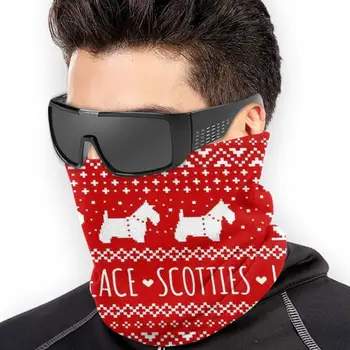 Mīlestību, Prieku, Mieru Scotties | Skotijas Terriers Ziemassvētku Brīvdienu Modelis Ar Velosipēdu Motociklu Cepures Mazgājams Šalle Kakla Siltāks